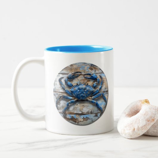 Blauwe krab tweekleurige koffiemok (Met donut)