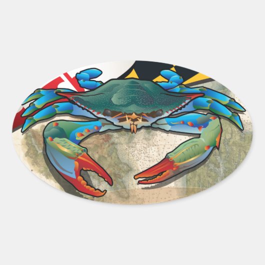 Blauwe krab van Maryland Ovale Sticker (Voorkant)