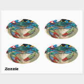 Blauwe krab van Maryland Ovale Sticker (Vel)
