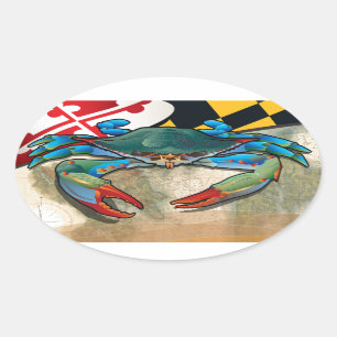 Blauwe krab van Maryland Ovale Sticker