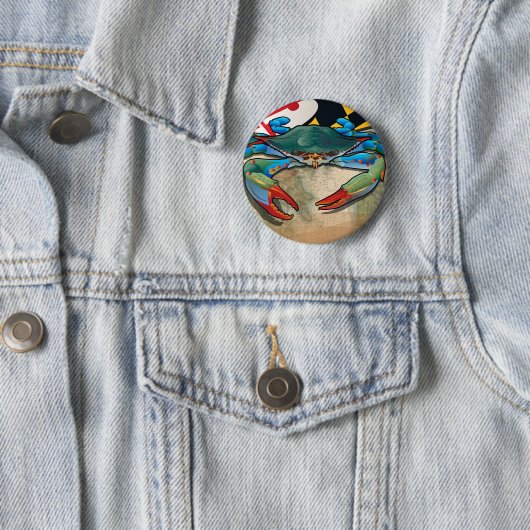 Blauwe krab van Maryland Ronde Button 5,7 Cm (In situ)