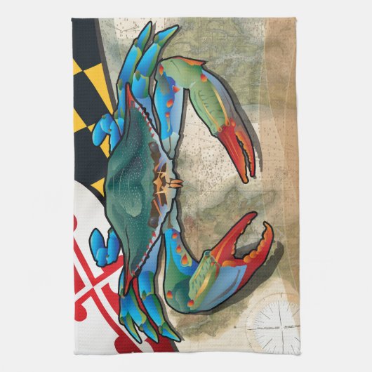 Blauwe krab van Maryland Theedoek (Verticaal)