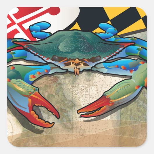 Blauwe krab van Maryland Vierkante Sticker (Voorkant)
