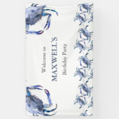 Blauwe Krab Verjaardagsbanner Spandoek (Verticaal)