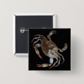 Blauwe krab vierkante button 5,1 cm (Voorkant /achterkant)