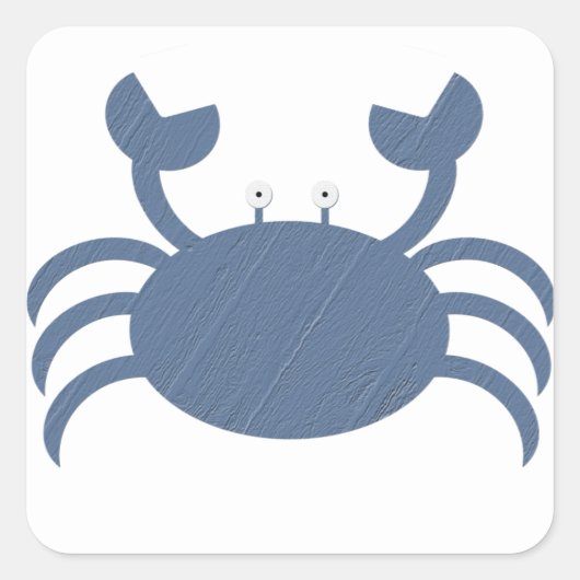 Blauwe krab vierkante sticker (Voorkant)