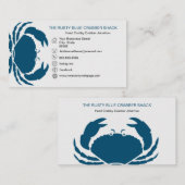 Blauwe Krab Vis en zeevruchten Zwart Wit Eenvoudig Visitekaartje (Voorkant / Achterkant)