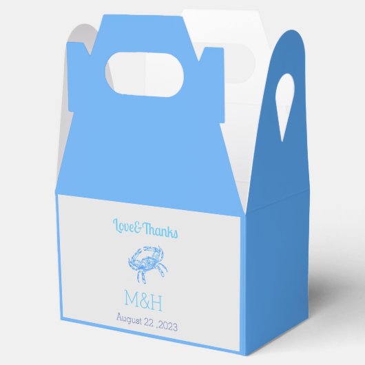  blauwe krab voor bruiloften bedankdoosjes (Geopend)