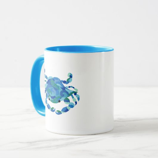 Blauwe krab Waterverf Koffie-Mok Mok (Voorkant links)