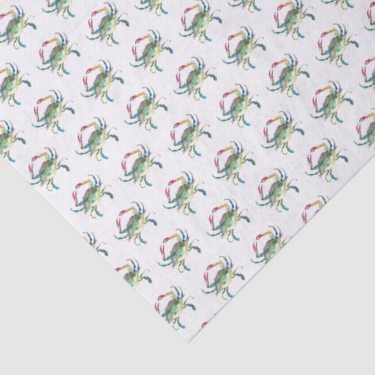 Blauwe krab Waterverf Pattern Beach Tissuepapier (Detail)