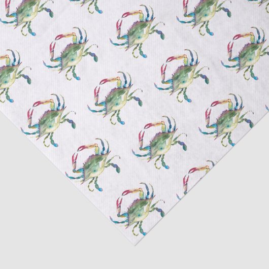 Blauwe krab Waterverf Pattern Beach Tissuepapier (Detail)