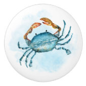 Blauwe krab Waterverf strand Keramische Knop (Voorkant)