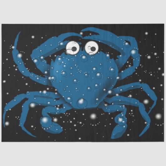 Blauwe Krab Weefsel/Decoupage Papier (Voorkant)