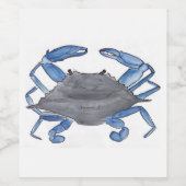 Blauwe krab wijn etiket (Enkel label)