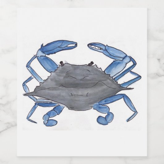 Blauwe krab wijn etiket (Enkel label)