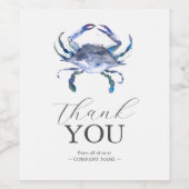 Blauwe krab wijn label dank u etiket (Enkel label)