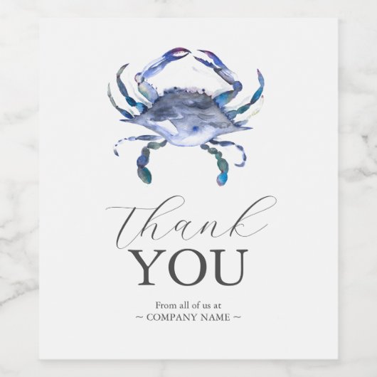 Blauwe krab wijn label dank u wijn etiket (Enkel label)