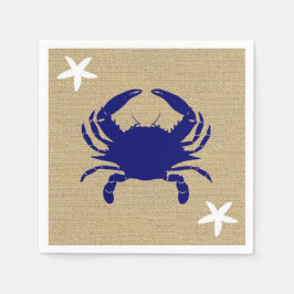 Blauwe krab & witte Starfish Nautical Beach "Burla Servet