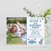 Blauwe krab Zee Dieren Shell Boy Foto Verjaardag I Kaart (Staand voorkant)