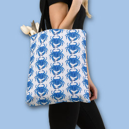 Blauwe Krab Zee Oceaan patroon Tote Bag