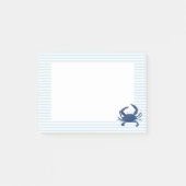 Blauwe Krab Zeevaart Blauw Gestreepte Preppy Post-it® Notes (Voorkant)
