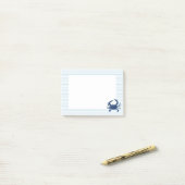 Blauwe Krab Zeevaart Blauw Gestreepte Preppy Post-it® Notes (Op bureau)