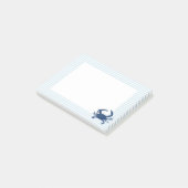Blauwe Krab Zeevaart Blauw Gestreepte Preppy Post-it® Notes (Schuin)