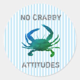 Blauwe Krab Zeevaart Geen Kribbige Stemmingen Ronde Sticker