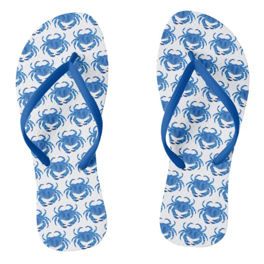 Blauwe krabpatroon teenslippers (Voetbed)