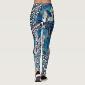Blauwe kranen die over de vloer vliegen leggings (Achterkant)