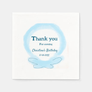 Blauwe krans bloemige waterverf bedankt voor je ko servet