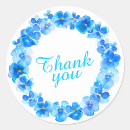 Blauwe krans dank u waterverf kunst stickers