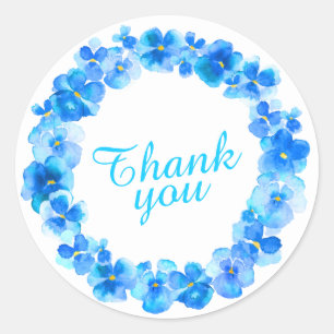 Blauwe krans dank u waterverf kunst stickers