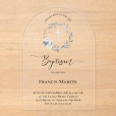 blauwe krans Doop Acryl Uitnodigingen (Voorkant)