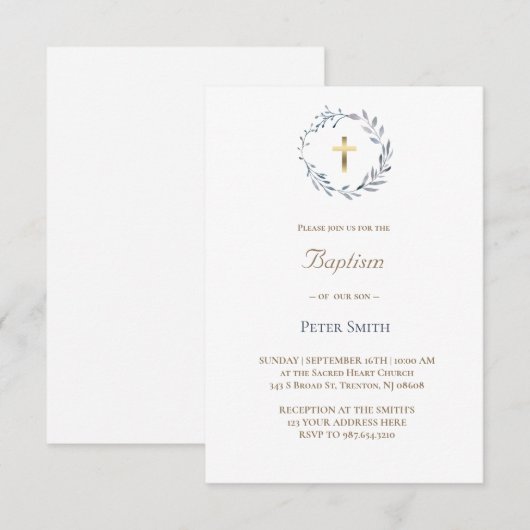 blauwe krans | doop kaart (Voorkant / Achterkant)