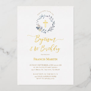 blauwe krans Dop Folie Uitnodiging