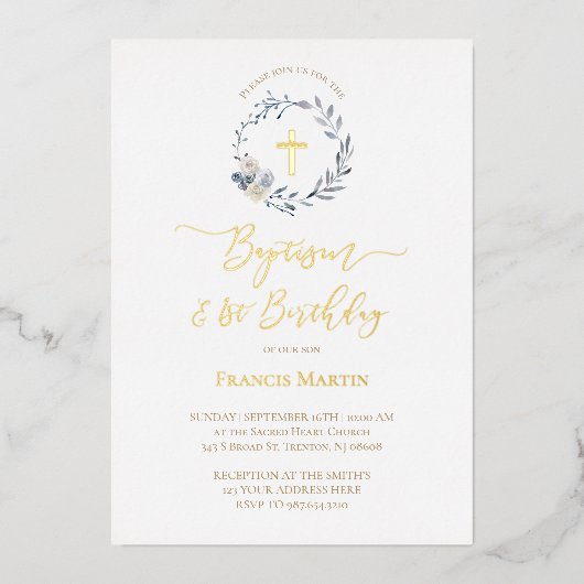 blauwe krans Dop Folie Uitnodiging (Voorkant)