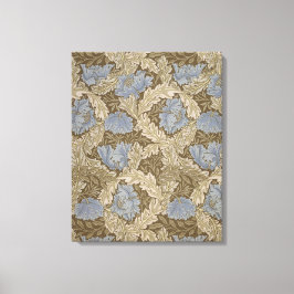 Blauwe krans patroon (door William Morris) Canvas Afdruk