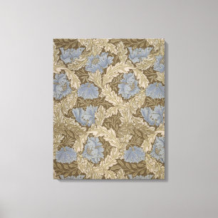 Blauwe krans patroon (door William Morris) Canvas Afdruk
