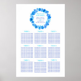 Blauwe krans watercolor bruiloft zitplaats tafelpl poster