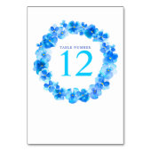 Blauwe krans waterverf bloemkunst tafelnummers (Achterkant)