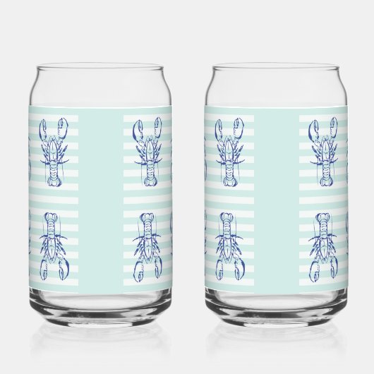 blauwe kreeft blikvorm glas (Rechts)