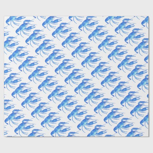 Blauwe kreeft cadeaupapier (Vlak)
