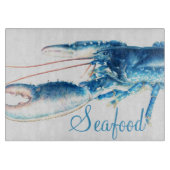 Blauwe kreeft fine art zeevruchten glas snijplank (Voorkant)