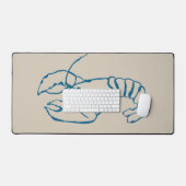 Blauwe kreeft lijn tekening op zandstrand tan kleu bureaumat (Keyboard & Muis)