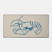 Blauwe kreeft lijn tekening op zandstrand tan kleu bureaumat (Voorkant)