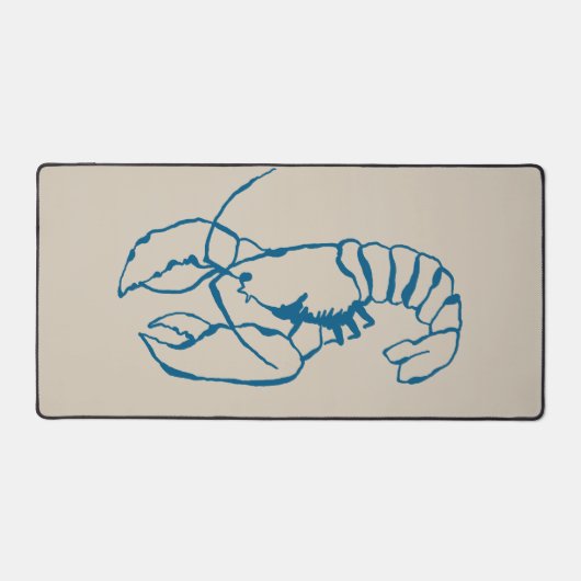 Blauwe kreeft lijn tekening op zandstrand tan kleu bureaumat (Voorkant)