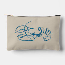 Blauwe kreeft lijn tekening op zandstrand tan kleu