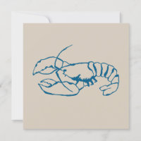 Blauwe kreeft lijn tekening op zandstrand tan kleu