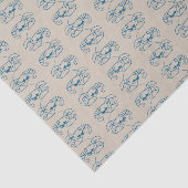 Blauwe kreeft lijn tekening op zandstrand tan kleu tissuepapier (Detail)